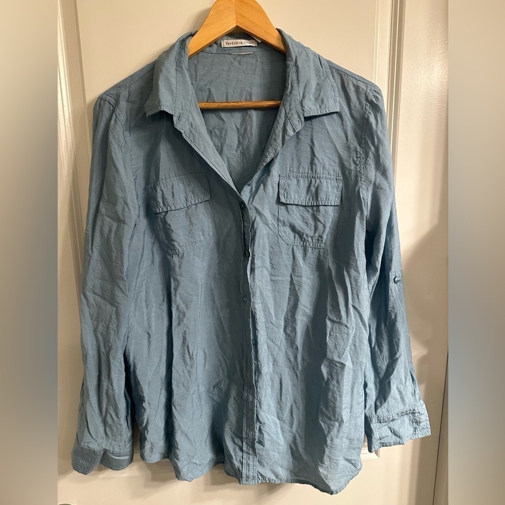 L Van Heusen Studio button up blue shirt